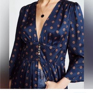 Free People Alexa Navy Silky Duster - XS